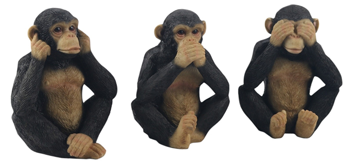 Set Of 3 Chimps - Speak, See & Hear No Evil